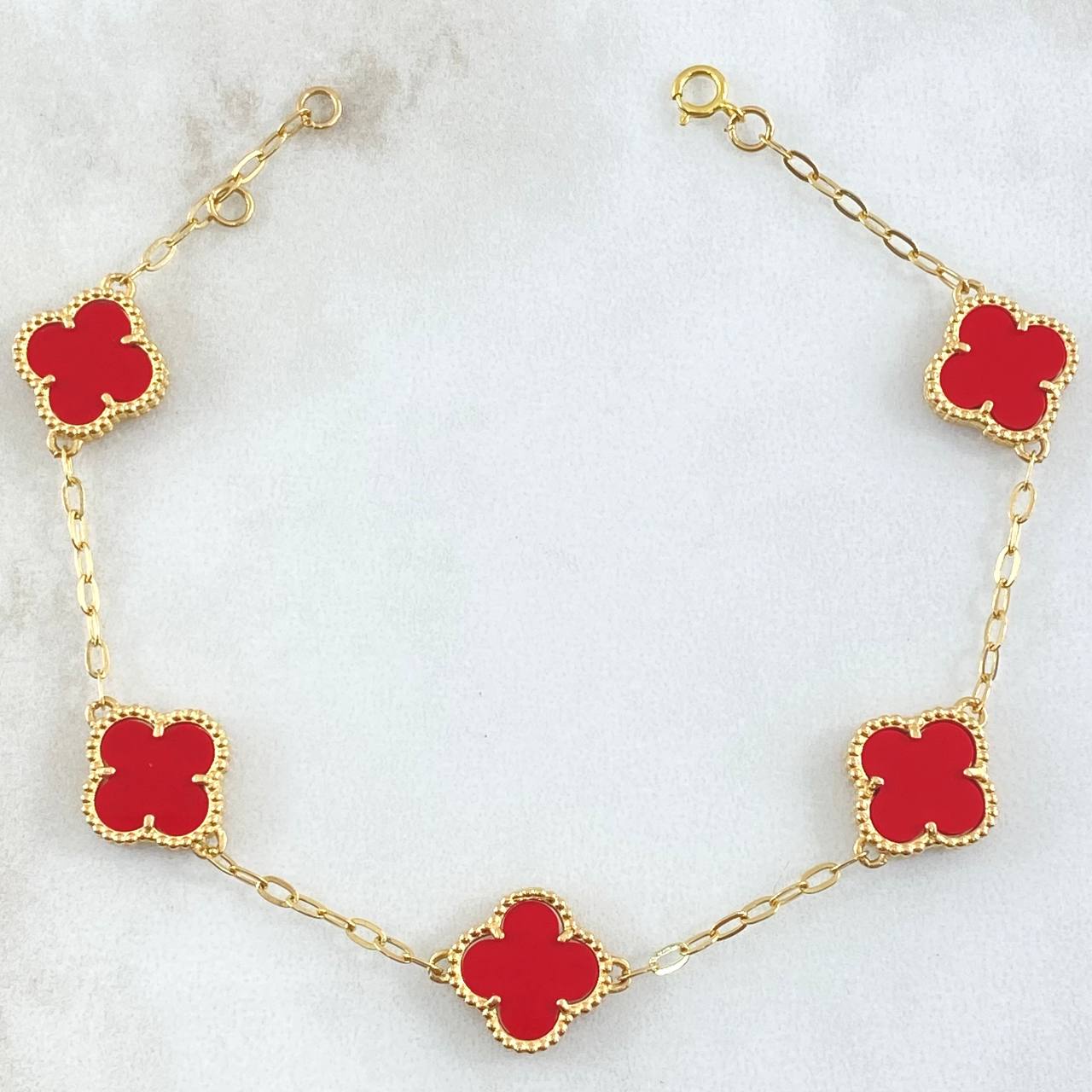 Pulso Aro Seguido Trebol 7.65gr / 20cm / 1.9mm Ambar Rojo Oro Amarillo Nac.Esp. 18K Pulso Aro Seguido Trebol 7.65gr / 20cm / 1.9mm Ambar Rojo Oro Amarillo Nac.Esp. 18K