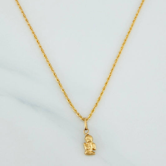 Set Cadena Lazo + Dije Angel / 1.25gr / 50 cm Oro Amarillo 18K