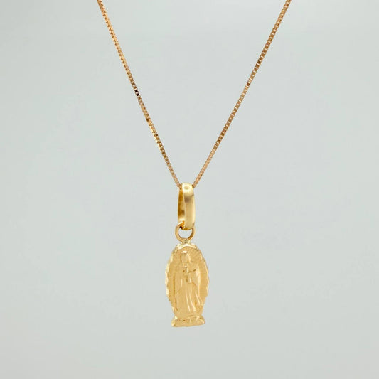 Set Cadena y Dije Veneciana+Virgen Guadalupe 1.3gr / 45cm / 0.4mm Oro Amarillo 18K (Oferta) $