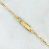 Pulso Bebé Espiga Placa Rectangular Trebol 1.7gr / 12cm-14cm / 1.6mm Resina Azul Graduable Oro Amarillo 18K * Pulso Bebé Espiga Placa Rectangular Trebol 1.7gr / 12cm-14cm / 1.6mm Resina Azul Graduable Oro Amarillo 18K *