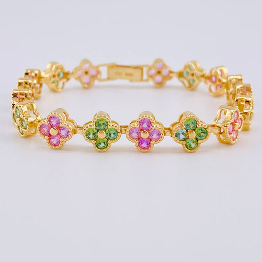 Pulso Tenis Trebol 13.5 g / 16.5 cm / 7.8 mm Oro Amarillo 18K