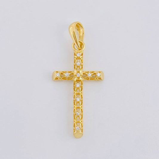 Dije Cruz Azulejo Filigrana 1.45 g / 3.5 cm Oro Amarillo 18K
