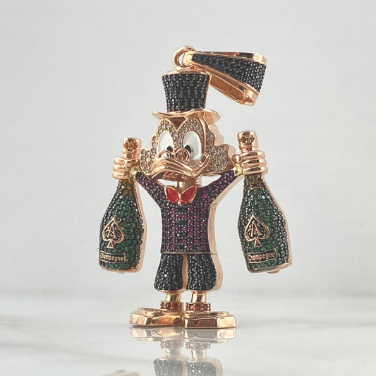 Dije Pato Botellas Champagne 30gr / 6.8cm / Circones Colores Oro Amarillo 18K *