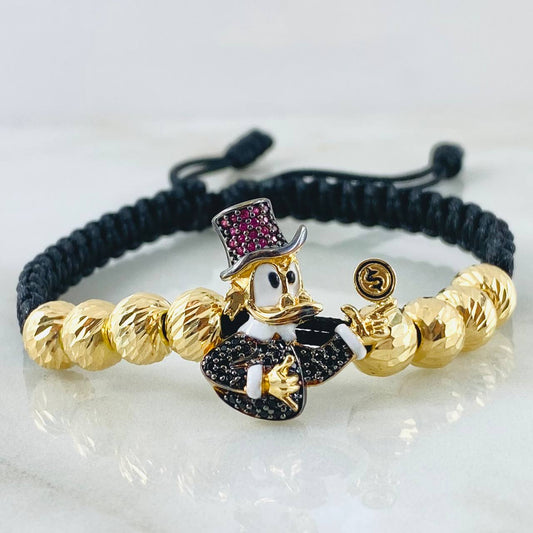 Pulsera Negra Herrraje Pato Inspirado 7.5gr / Oro 18K ©