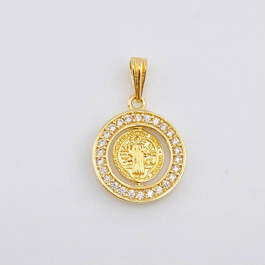 Dije Placa Circular San Benito 2gr / 2.3cm / Oro Amarillo 18K ©