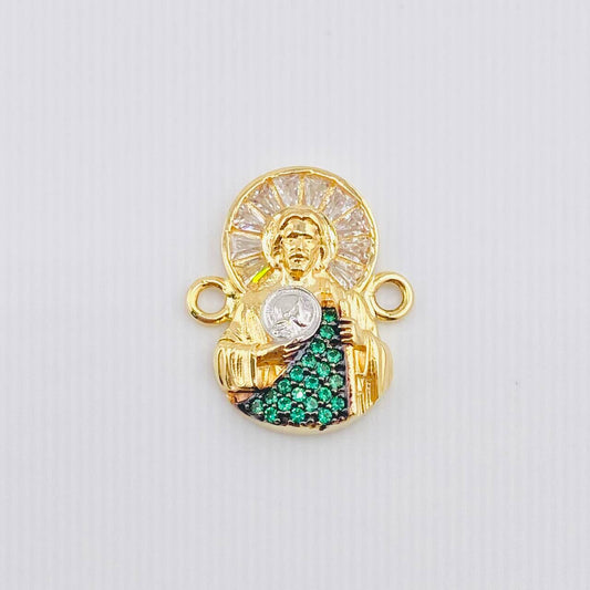 Herraje San Judas Tadeo 2.7gr / 1.7cm / Dos Oros Amarillo Blanco 18K