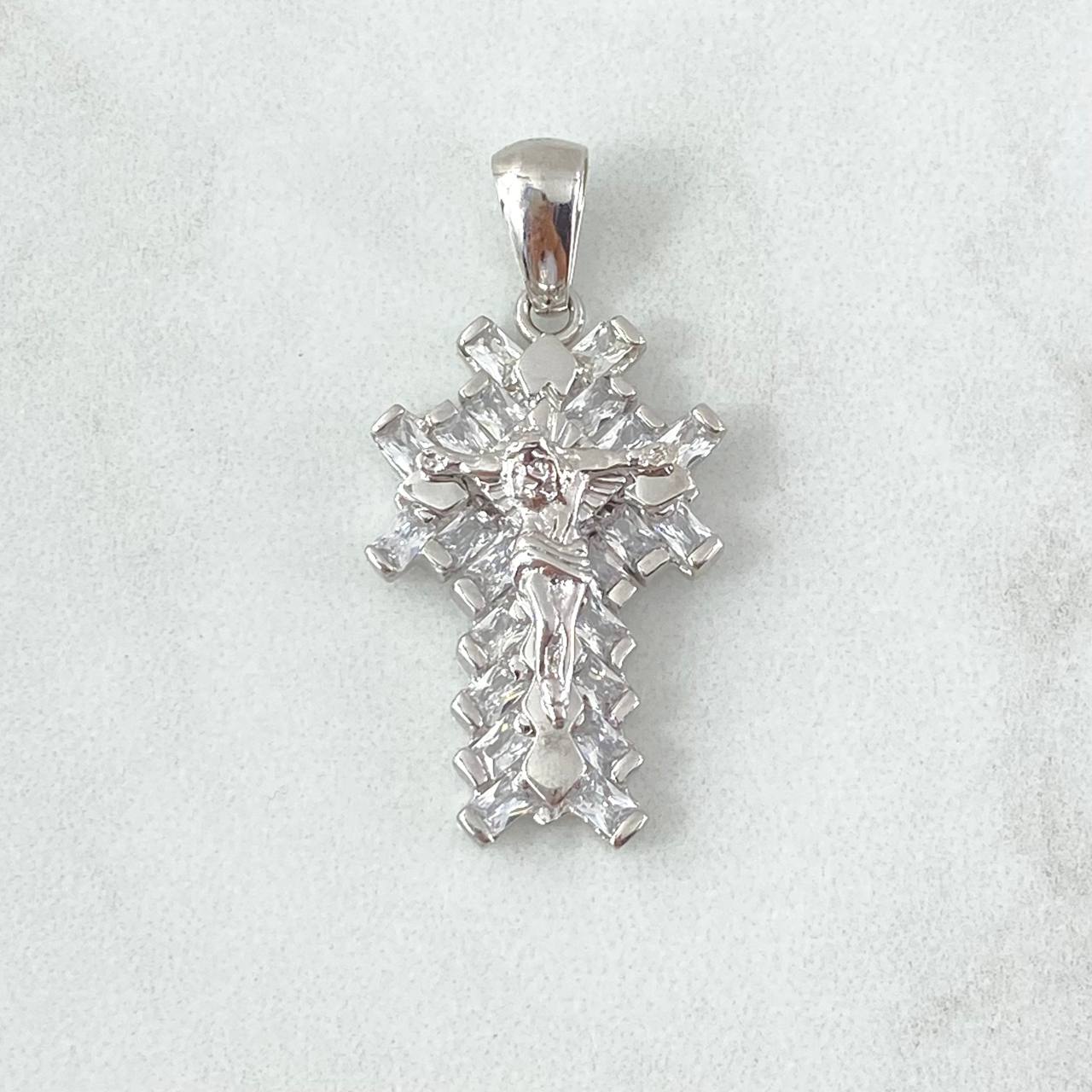 Dije Cruz Cristo Escarchada 7.75gr / 3.4cm / Oro Blanco 18K © Dije Cruz Cristo Escarchada 7.75gr / 3.4cm / Oro Blanco 18K ©
