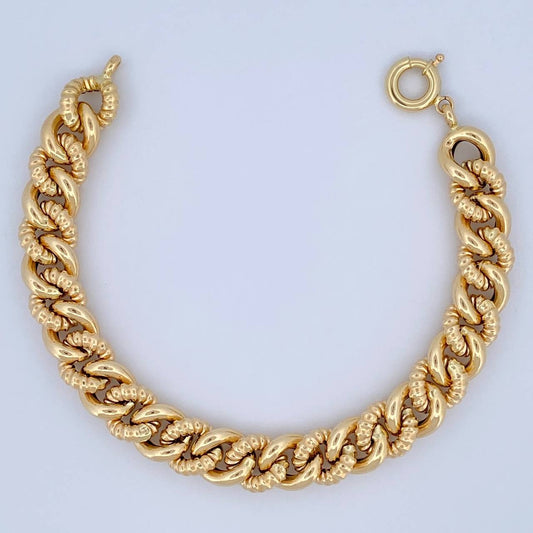 Pulso Cubano Rayado 15.4gr / 20.3cm / 10.4mm Oro Amarillo +3 18K &