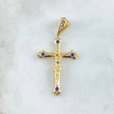 Dije Cruz Cristo 3.95gr / 5cm / Punteado Circones Azul Oro Amarillo 18K Dije Cruz Cristo 3.95gr / 5cm / Punteado Circones Azul Oro Amarillo 18K