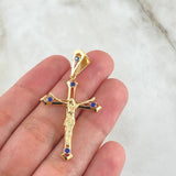 Dije Cruz Cristo 3.95gr / 5cm / Punteado Circones Azul Oro Amarillo 18K Dije Cruz Cristo 3.95gr / 5cm / Punteado Circones Azul Oro Amarillo 18K