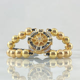 Pulsera Negra Brujula Elemental 17.1gr / 8mm Bolas Lisas 16 Und Oro Amarillo 18K © Pulsera Negra Brujula Elemental 17.1gr / 8mm Bolas Lisas 16 Und Oro Amarillo 18K ©