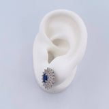 Topos Halo Ovalado 4.25gr / Circones Azul Blancos Oro Blanco 18K & Topos Halo Ovalado 4.25gr / Circones Azul Blancos Oro Blanco 18K &