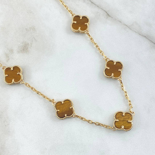 Cadena Aro Seguido Trebol 29.35gr / 55cm / 2mm Ojo De Tigre Oro Amarillo Nac.Esp. 18K ©