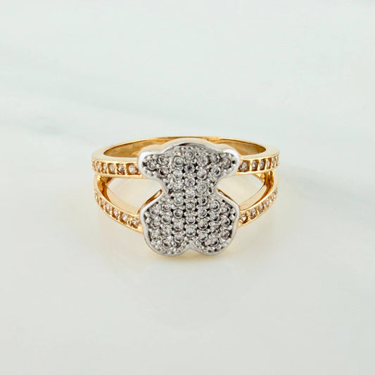 Anillo Oso Ts 3.4 g / T6 1/2 Dos Oros Amarillo Blanco 18K