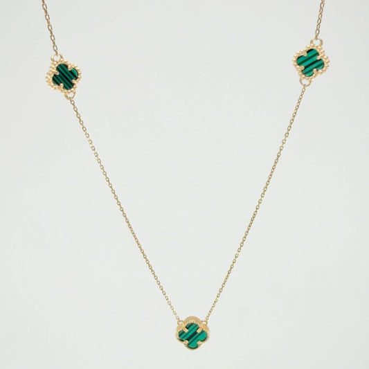 Cadena Aro Seguido Trebol Verde 4.15gr / 46.5cm-45cm / 1mm Oro Amarillo Nac.Esp. 18K *
