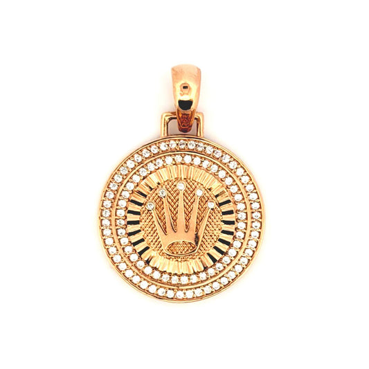 Dije Placa Corona Circular 4.5gr / 3.3cm / Oro Rosa 18K