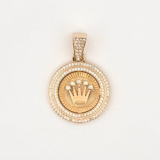 Dije Placa Corona Circular 6.4gr / 4.5cm / Oro Amarillo 18K