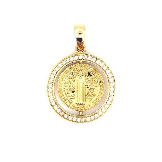 Dije Placa Circular San Benito 4.65gr / 3.3cm / Oro Amarillo 18K