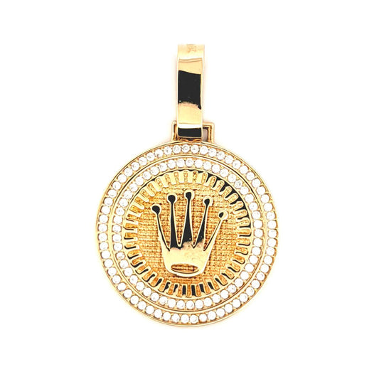 Dije Placa Corona Circular 5.7gr / 3.8cm / Oro Amarillo 18K