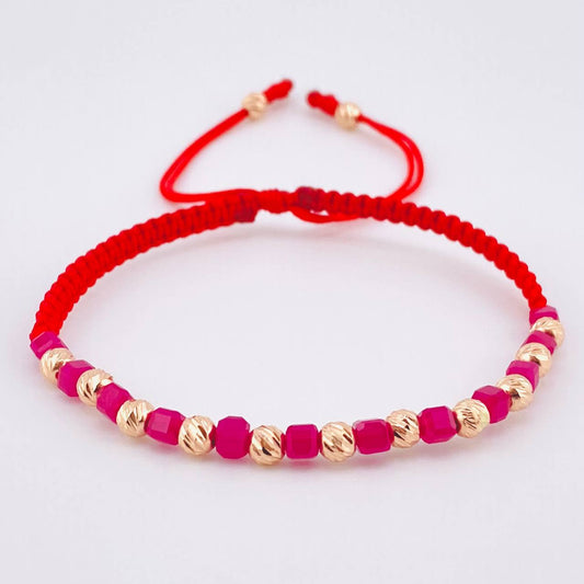 Pulsera Roja Morrallas Rubies 1.25gr / 4mm Oro Rosa 18K *