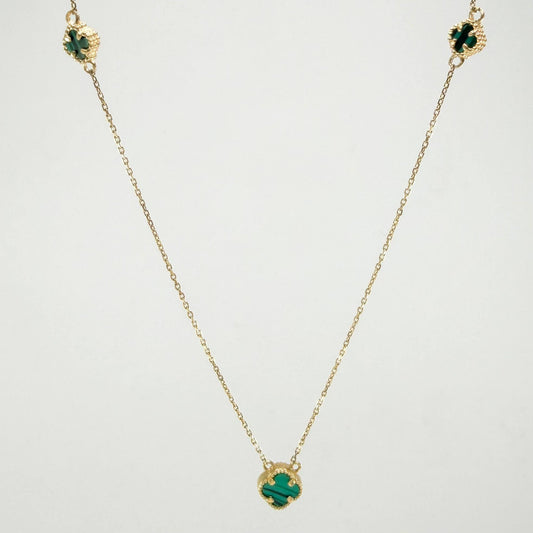 Cadena Aro Seguido Trebol Verde 3gr / 44cm-46.5cm / 0.9mm Oro Amarillo Nac.Esp. 18K ©