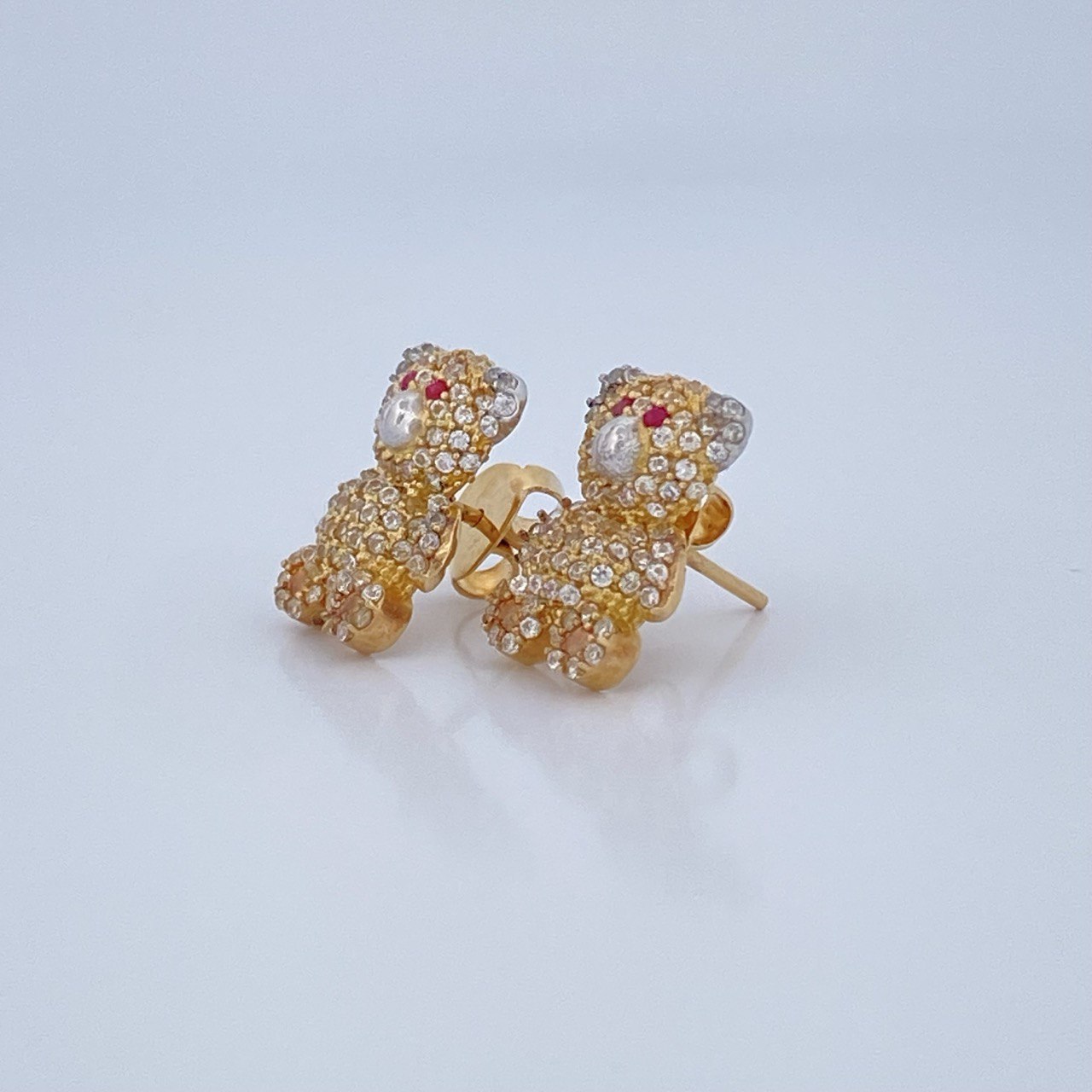 Topos Oso 4.05gr / 1.5cm / Dos Oros Amarillo Blanco 18K & Topos Oso 4.05gr / 1.5cm / Dos Oros Amarillo Blanco 18K &