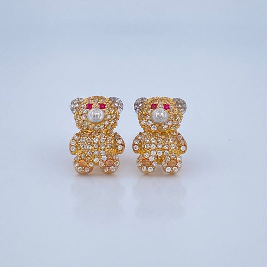 Topos Oso 4.05gr / 1.5cm / Dos Oros Amarillo Blanco 18K &