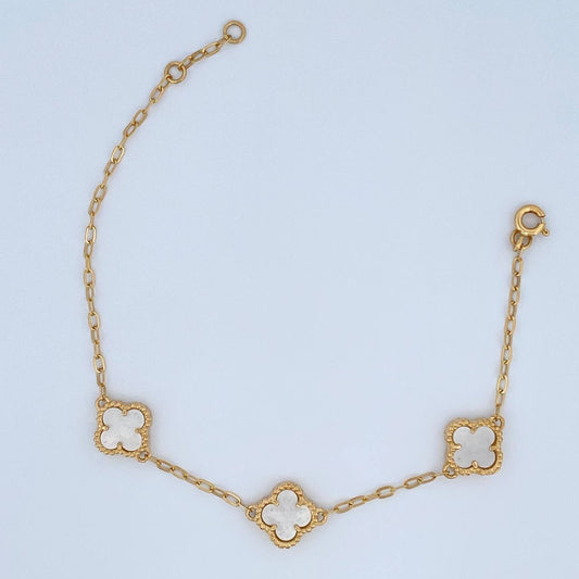 Pulso Aro Seguido Trebol 4.5gr / 17.5cm-18.8cm / Oro Amarillo Nac.Esp. 18K &