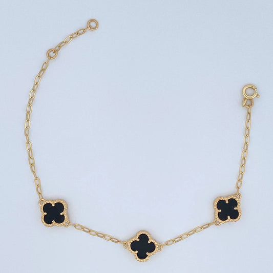Pulso Aro Seguido Trebol 4.25gr / 17cm-18.8cm / Oro Amarillo Nac.Esp. 18K &