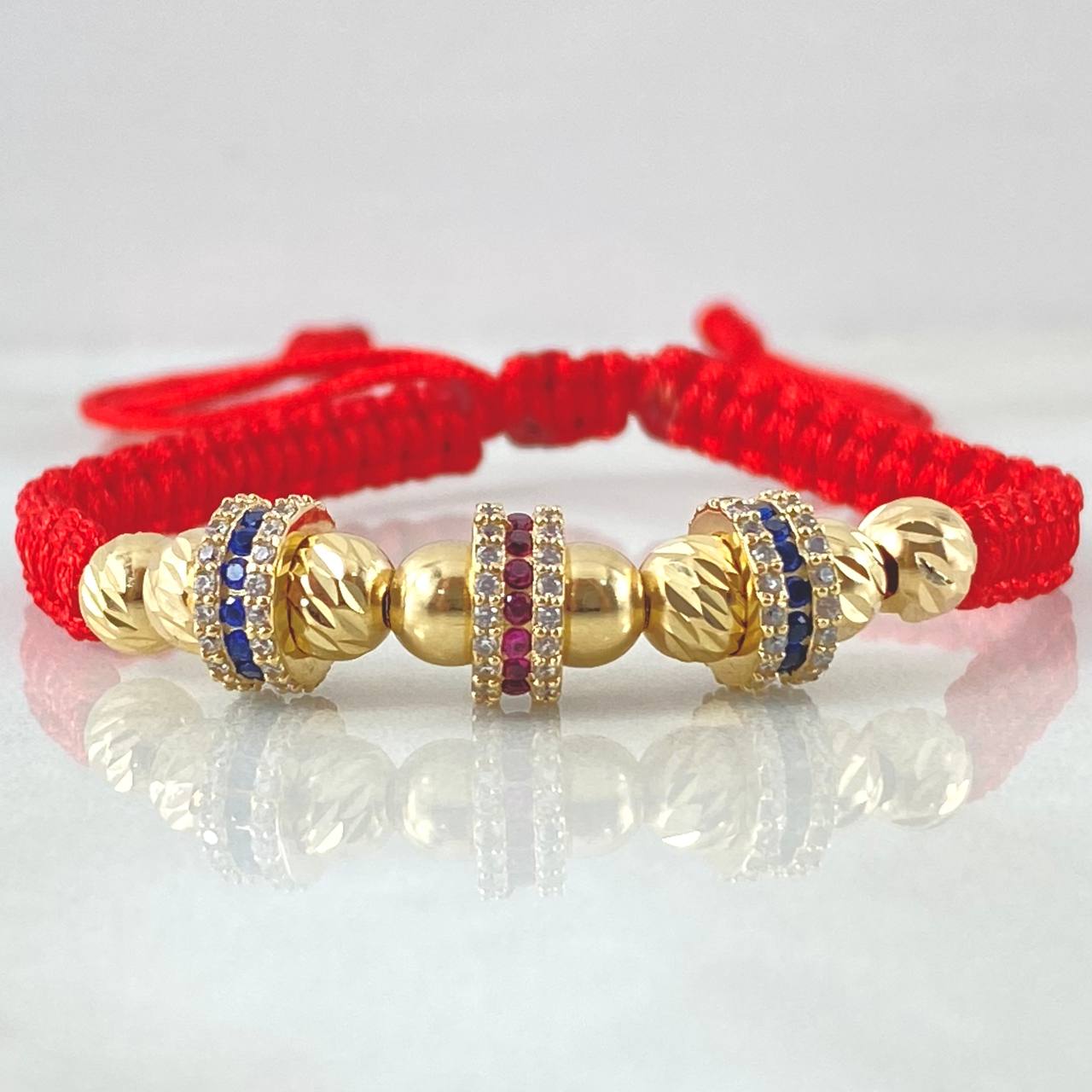 Pulsera Roja Herrajes Aros 3.85gr / Oro Amarillo 18K * Pulsera Roja Herrajes Aros 3.85gr / Oro Amarillo 18K *