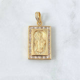 Dije Virgen Milagrosa Marco 9.55gr / 3.9cm / Circones blancos Oro Amarillo 18K © Dije Virgen Milagrosa Marco 9.55gr / 3.9cm / Circones blancos Oro Amarillo 18K ©