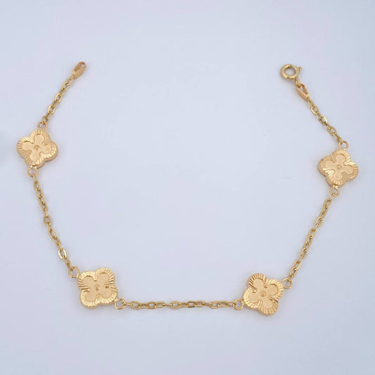 Pulso Aro Seguido Trebol 3.85gr / 18.8cm / Oro Amarillo 18K &