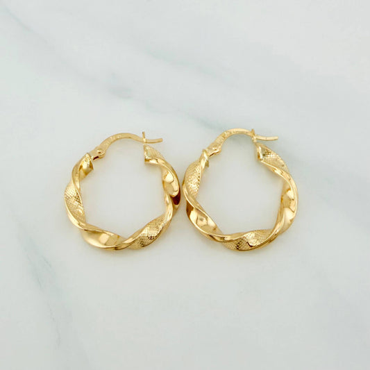 Candongas Entorchadas Tornillo 1.95 g / 2.2 cm Oro Amarillo 18K