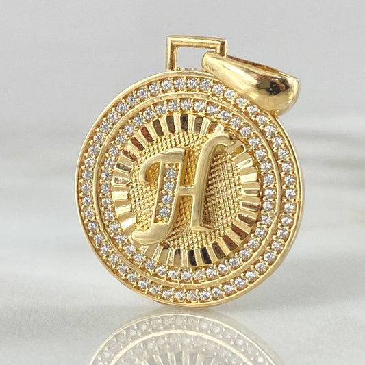 Dije Medalla Letra H 4.95gr / 3cm / Oro Amarillo 18K ©
