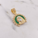 Dije Rostro Cristo 7.3gr / 3.4cm / Circones Verdes Blancos Dos Oros Amarillo Blanco 18K & Dije Rostro Cristo 7.3gr / 3.4cm / Circones Verdes Blancos Dos Oros Amarillo Blanco 18K &