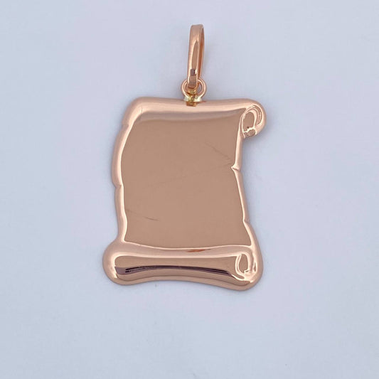 Dije Placa Pergamino 1.2gr / 3cm / Oro Rosa 18K &