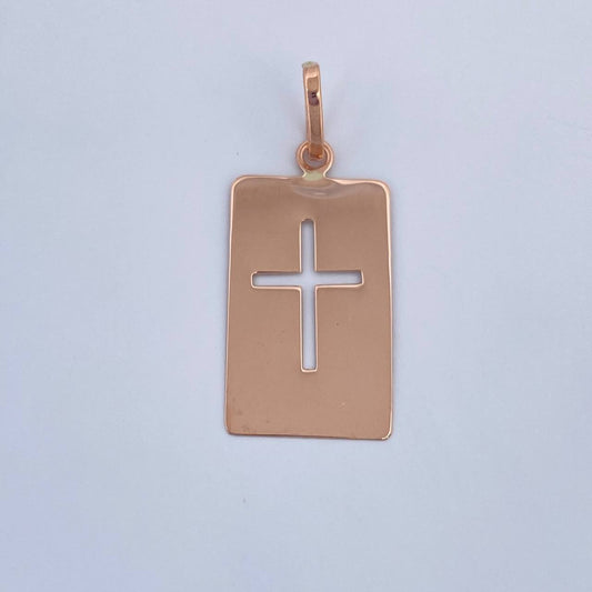 Dije Placa Cruz 0.85gr / 2.7cm / Oro Rosa 18K &