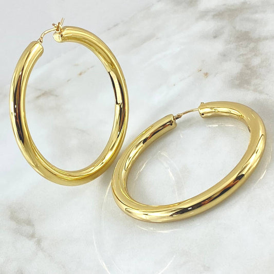 Candongas  Aro Liso Abultado 4.85gr / 5.6cm / Oro Amarillo +4 18K (Oferta)