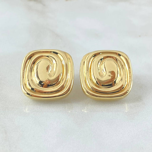 Topos Cuadro Espiral Maya  3.3gr / 2cm / Oro Amarillo +4 18K *