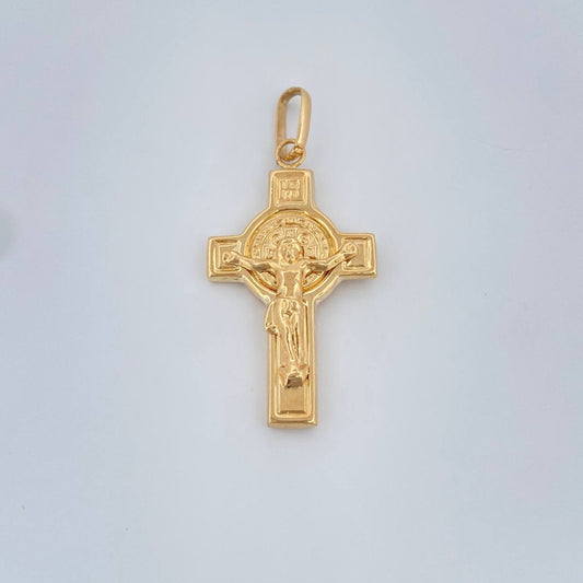 Dije Cruz Cristo San Benito 1.85gr / 4cm / Oro Amarillo 18K &