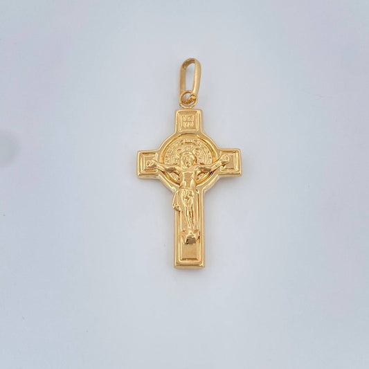 Dije Cruz Cristo San Benito 1.95gr / 4cm / Oro Amarillo 18K &