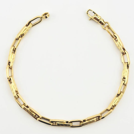 Pulso Rustico Tribal 6.2gr / 21.5cm / 5mm Oro Amarillo +3 18K