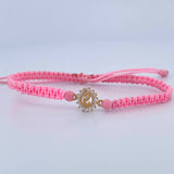 Pulsera Rosada Herraje Virgen Maria 0.65gr / 4mm Neoprenos Circones Blancos Oro Amarillo 18K & Pulsera Rosada Herraje Virgen Maria 0.65gr / 4mm Neoprenos Circones Blancos Oro Amarillo 18K &