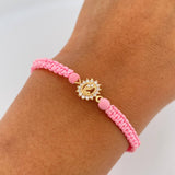 Pulsera Rosada Herraje Virgen Maria 0.65gr / 4mm Neoprenos Circones Blancos Oro Amarillo 18K & Pulsera Rosada Herraje Virgen Maria 0.65gr / 4mm Neoprenos Circones Blancos Oro Amarillo 18K &