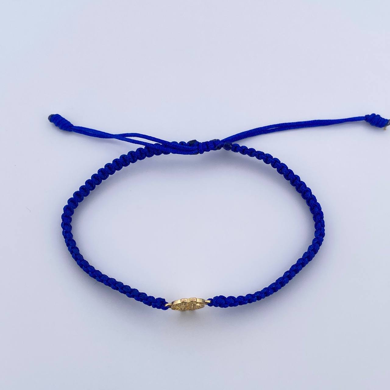 Pulsera Azul Herraje Signo Peso 0.6gr / Circones Blancos Oro Amarillo 18K & Pulsera Azul Herraje Signo Peso 0.6gr / Circones Blancos Oro Amarillo 18K &