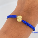 Pulsera Azul Herraje Signo Peso 0.6gr / Circones Blancos Oro Amarillo 18K & Pulsera Azul Herraje Signo Peso 0.6gr / Circones Blancos Oro Amarillo 18K &