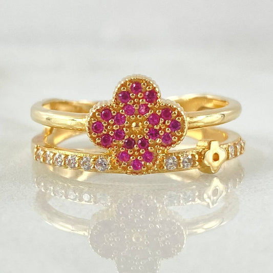 Anillo Trebol Lineal 3.6gr / T6 3/4 / Oro Amarillo 18K
