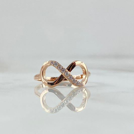 Fabricacion Bajo Pedido Anillo Infinito 4gr / Circones Blancos Oro Rosa 18K