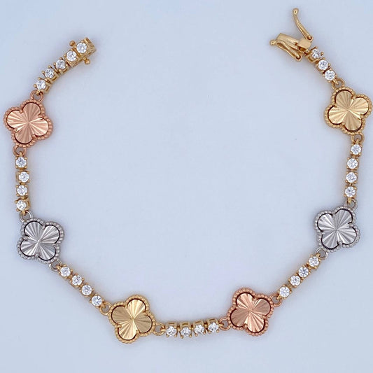 Pulso Tennis Trebol 15.4gr / 18cm / Tres Oros Nac.Esp. 18K &