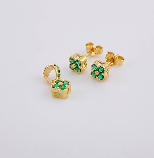 Topos Set Trebol 2.1g / 5.2mm Oro Amarillo 18K